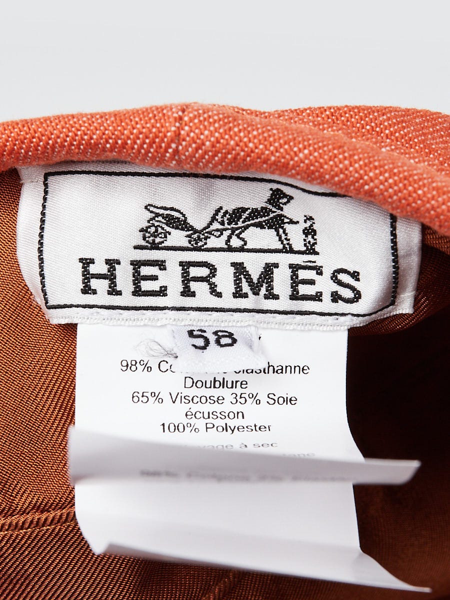 Hermes Orange Meranti Denim Saint Honore Cliquetis Beret Size 58