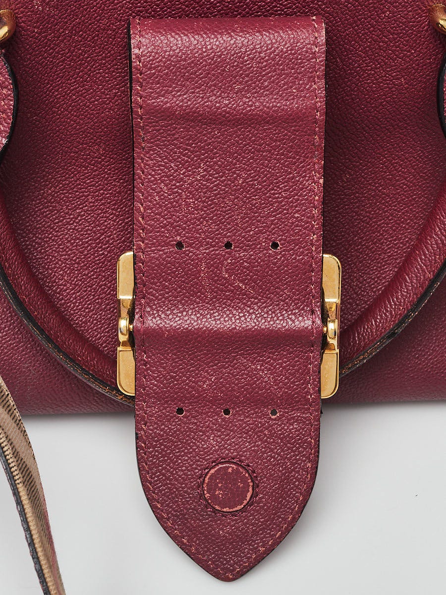 Burberry Burgundy Grained Leather Small Buckle Tote Burberry