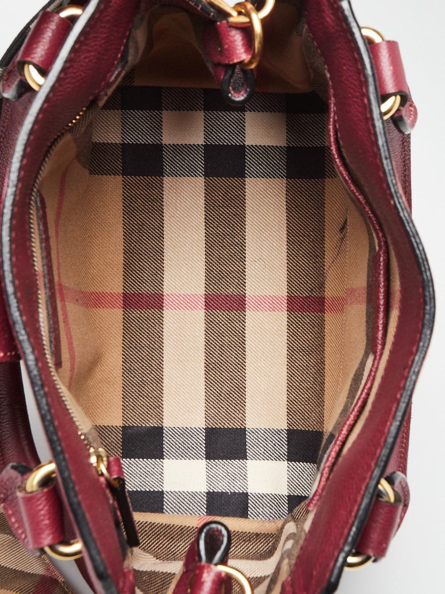 Burberry Red Grainy Leather Small Buckle Tote Burberry