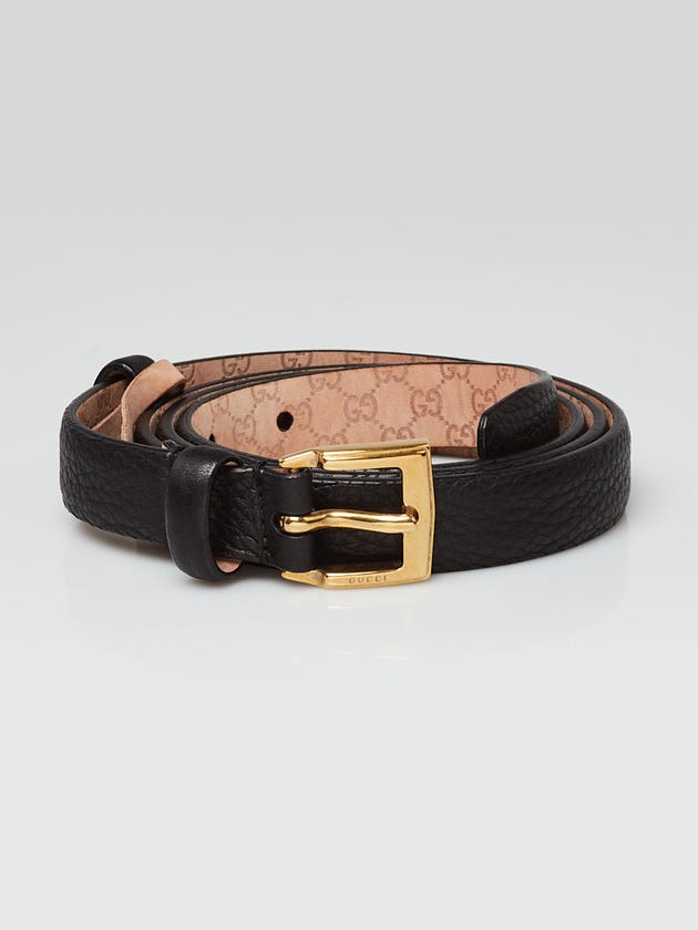 Gucci Black Pebbled Leather Skinny Belt 100/40