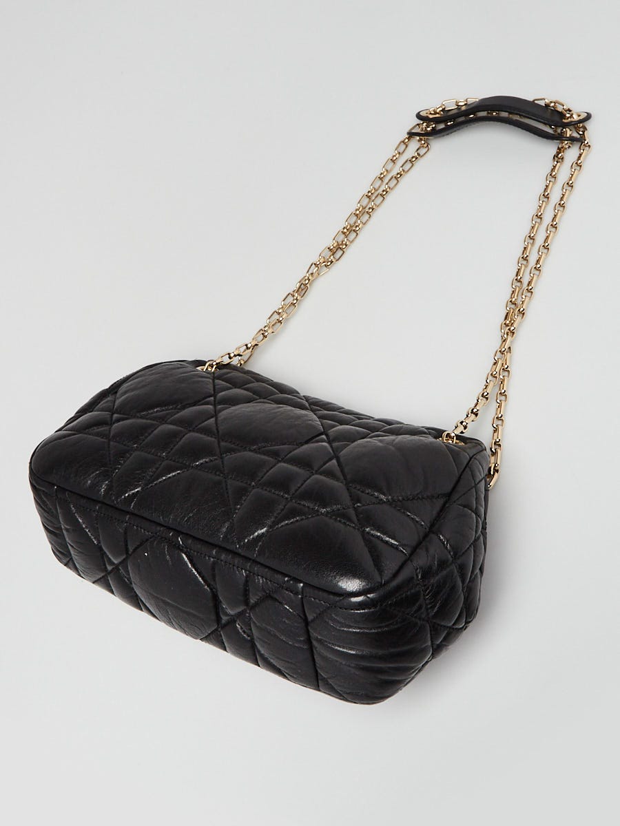 Christian Dior Black Cannage Quilted Lambskin Leather Milly