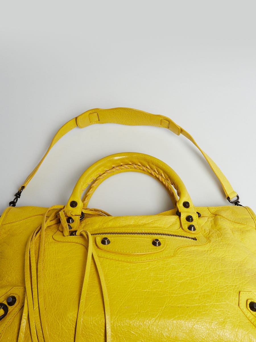 Balenciaga Curry Lambskin Leather Motorcycle City Bag | Yoogi's Closet