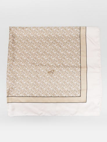 Burberry Pink/Beige Silk TB Print Square Scarf