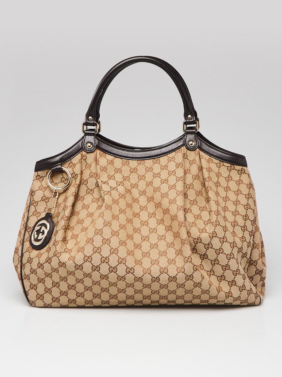 Gucci Beige Ebony GG Canvas Large Sukey Bag Yoogi s Closet