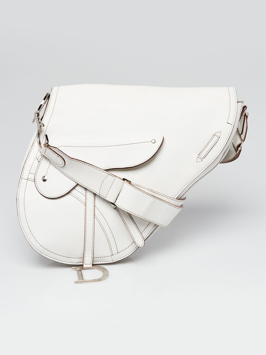 Christian Dior White Textile Saddle Bag Silver Hardware, 2002