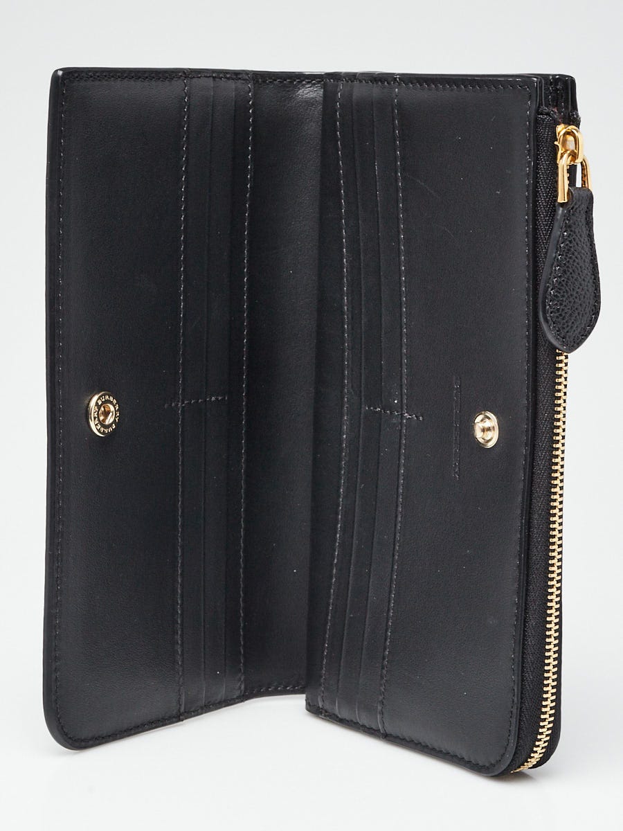Burberry Black Pebbled Leather Constantine Continental Wallet - Yoogi's  Closet