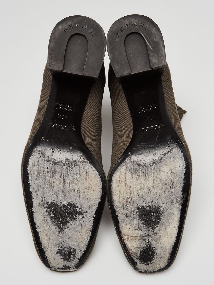 Hermes Green Knit Fabric Volver 60 Ankle Boots Size 9/39.5