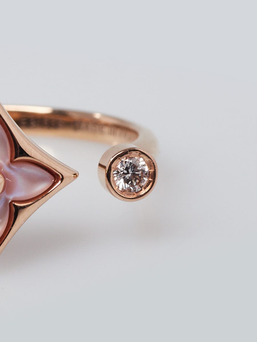 Louis Vuitton 18k Pink Gold and Mother of Pearl with Diamond Color Blossom  Mini Star Ring Size 53/6.5 - Yoogi's Closet
