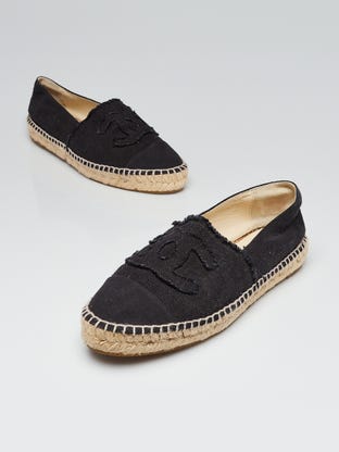 Black Canvas CC Espadrille Flats Size 10.5/41