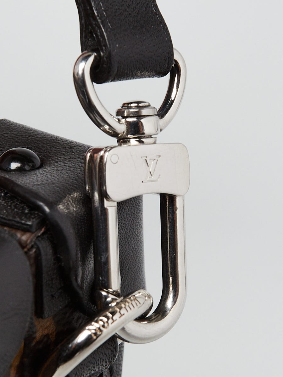 Louis Vuitton White and Black Leather Petite Malle Malletage Bag Charm Gold Hardware (Like New)