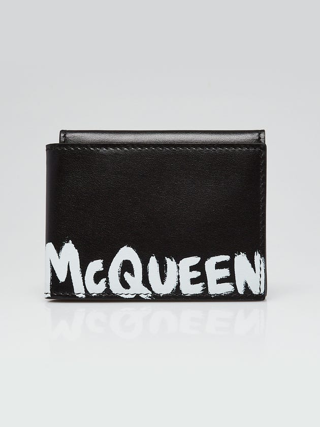 Alexander McQueen Black/White Leather Graffiti Bifold Wallet