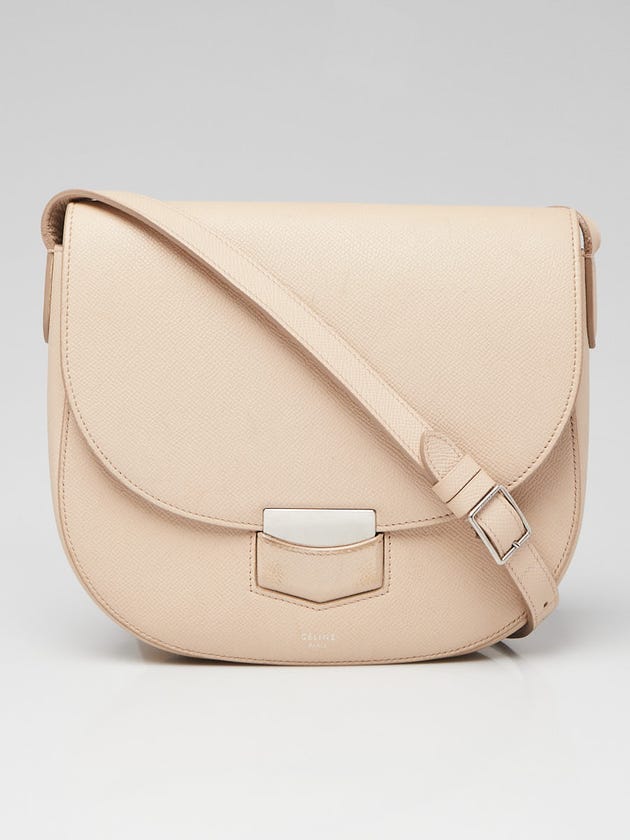 Celine Beige Grained Calfskin Leather Medium Trotteur Bag