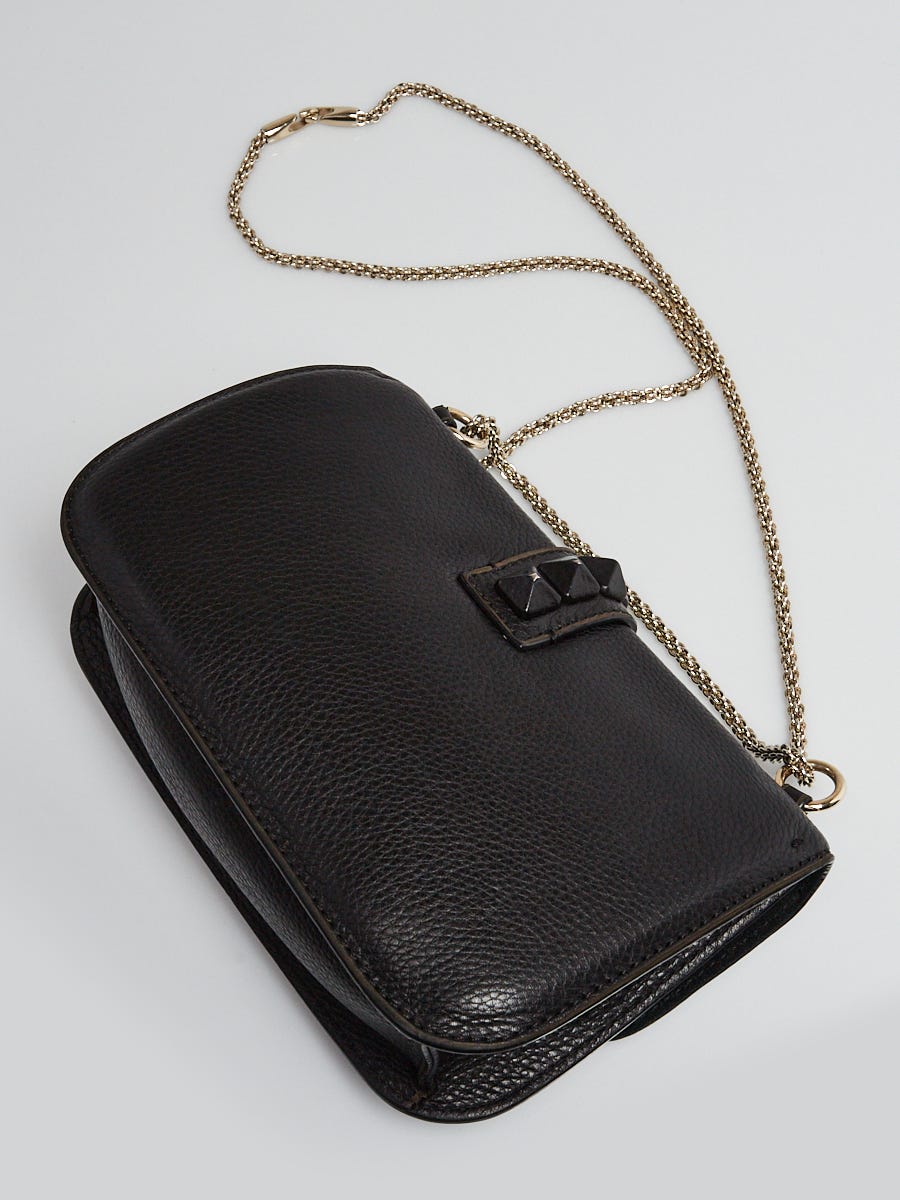 Valentino Black Leather Glam Lock Medium Flap Bag | Yoogi's