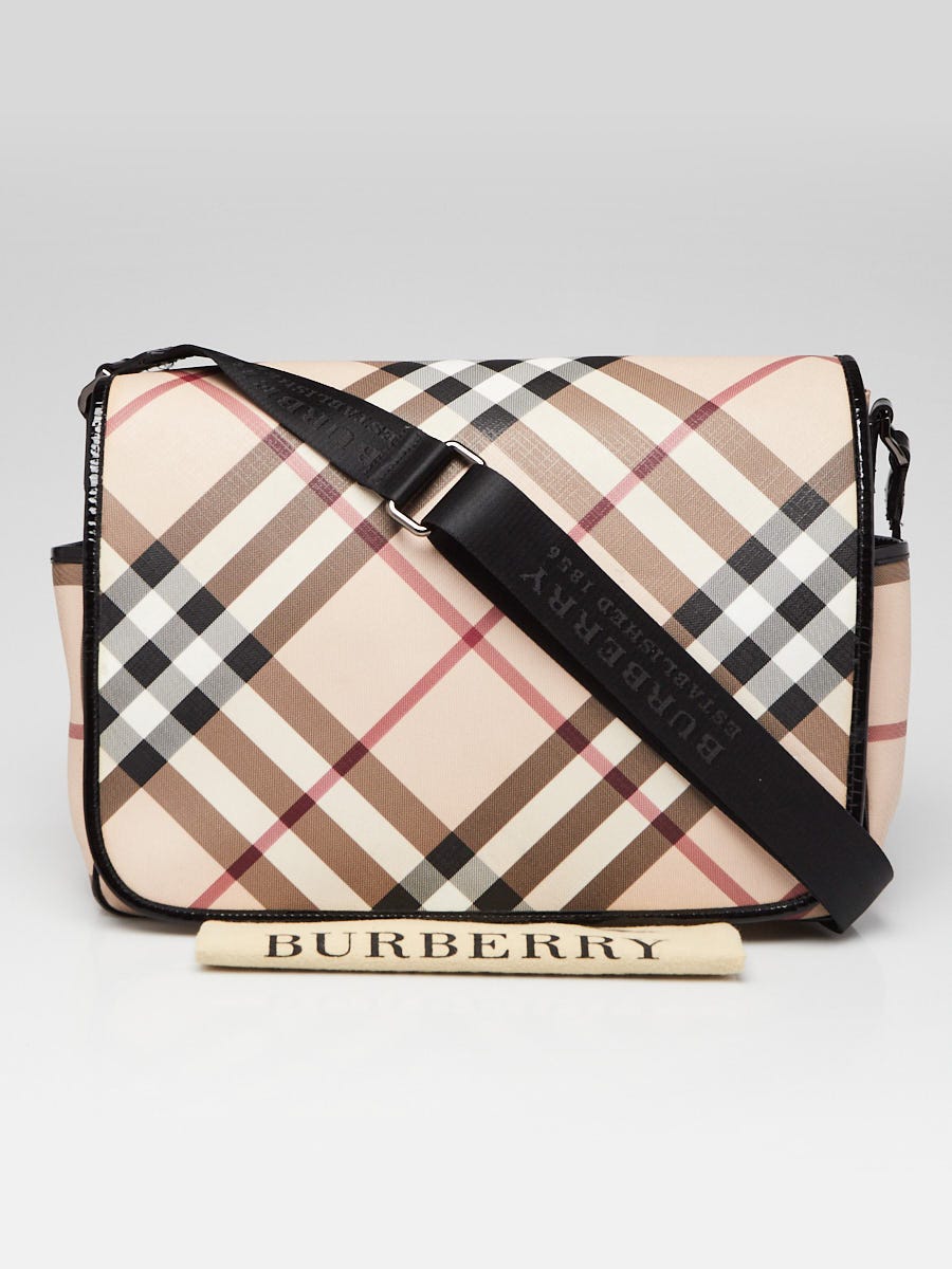 Burberrys' Haymarket Check Double Zip Travering Bag Beige