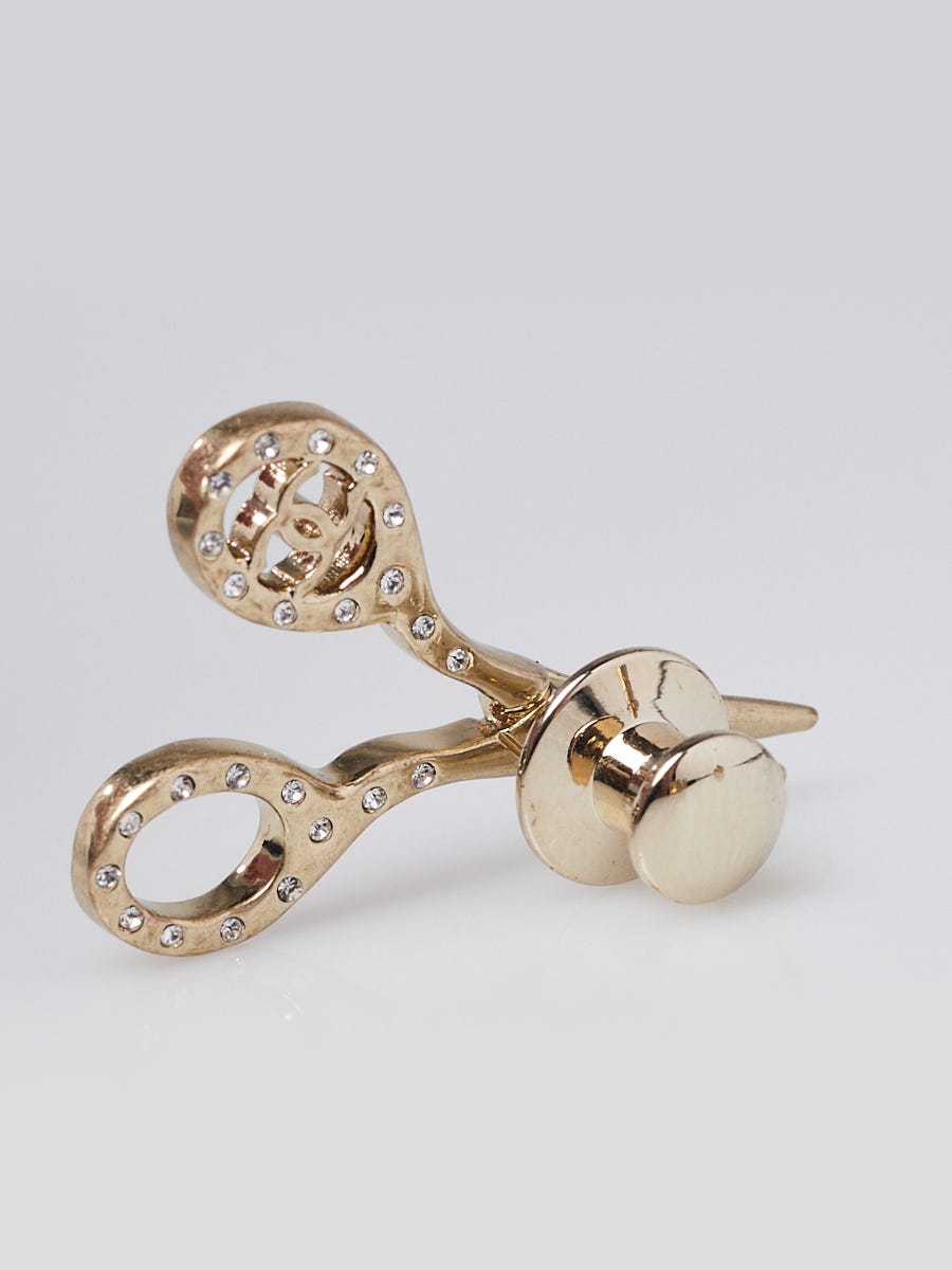 Chanel Gold Metal Strass Crystal Quilted CC Heart Scissors Chanel Gold Metal Strass Crystal Quilted CC Heart Scissors