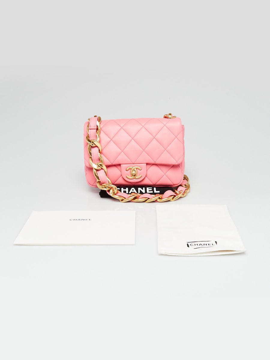 Chanel Pink Cambon CC Knot Quilted Handbag In Lambskin Leather and