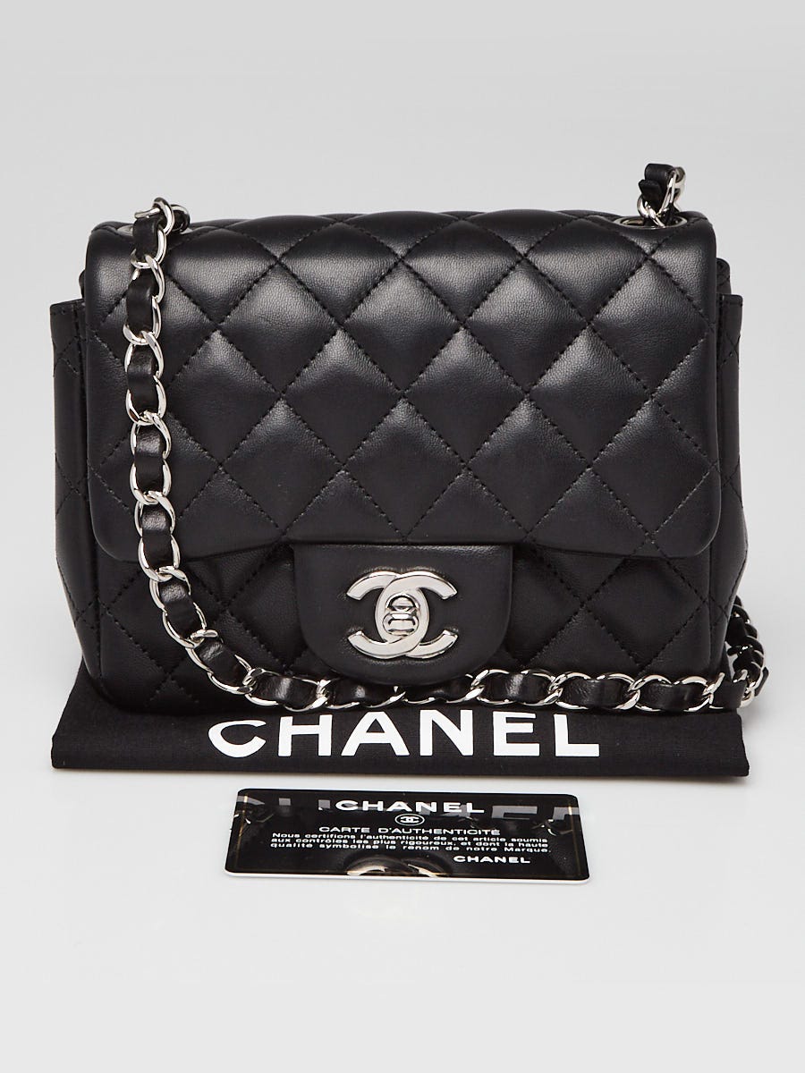 Chanel Black Quilted Lambskin Leather Classic Square Mini Flap Bag