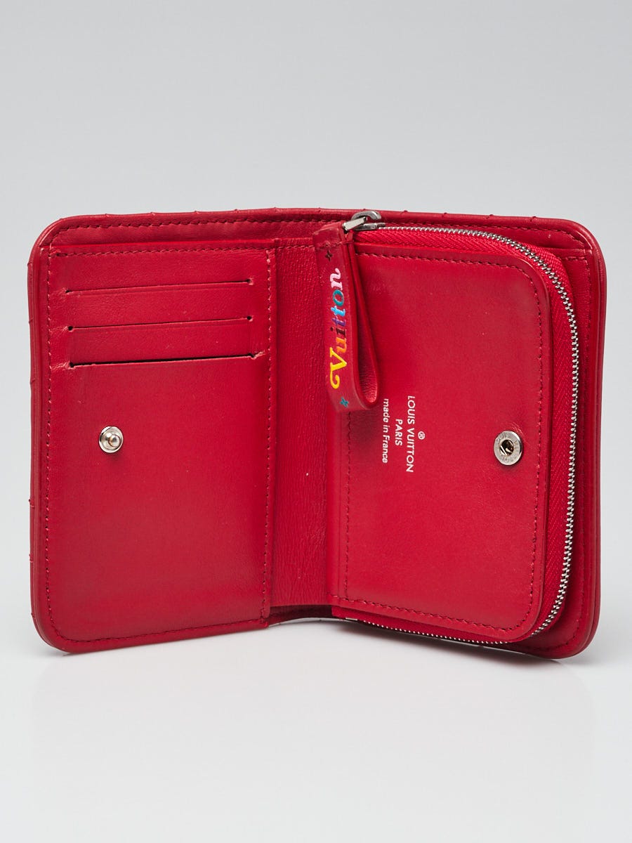 Louis Vuitton Red Leather New Wave Compact Zip Wallet - Yoogi's Closet