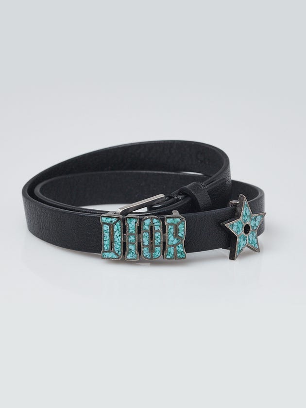 Christian Dior Turquoise Enamel and Metal J'ADIOR Double Wrap Bracelet