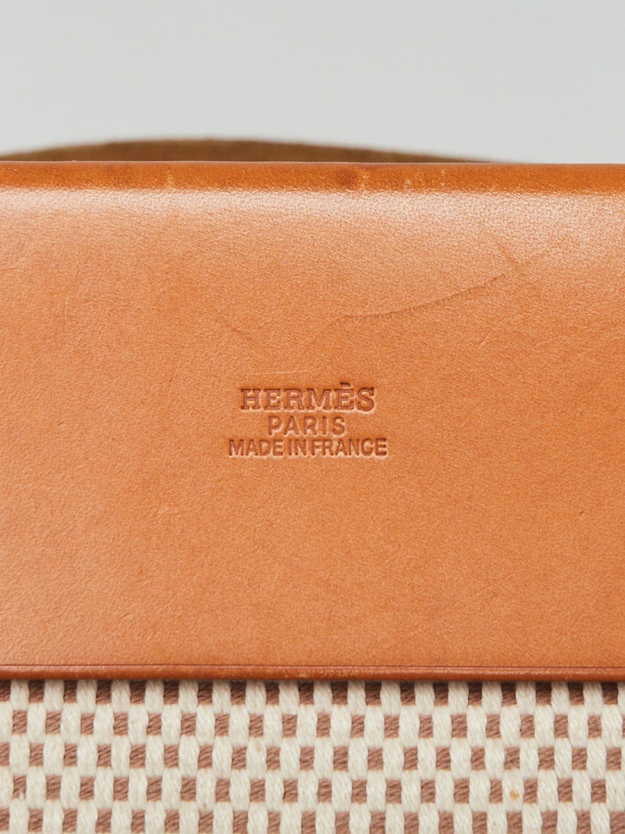 Hermes Vintage Hermes Herbag Cabas PM Orange Canvas Brown Leather