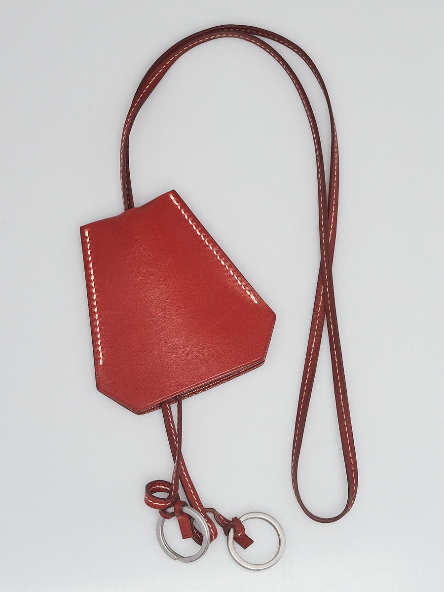 Hermes Brique Tadelakt Leather Oversized Clochette Necklace