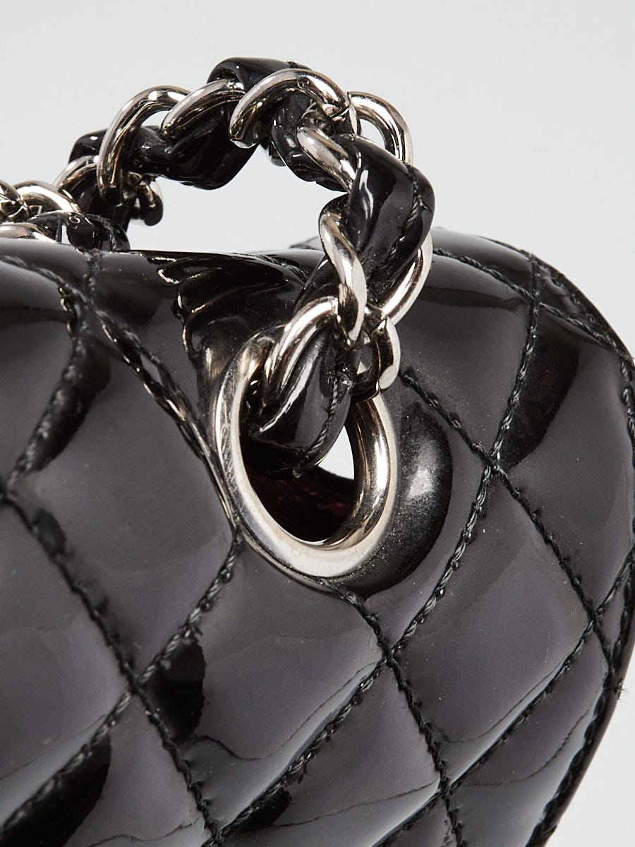 Chanel Black Quilted Patent Leather Secret Label Medium Flap Bag
