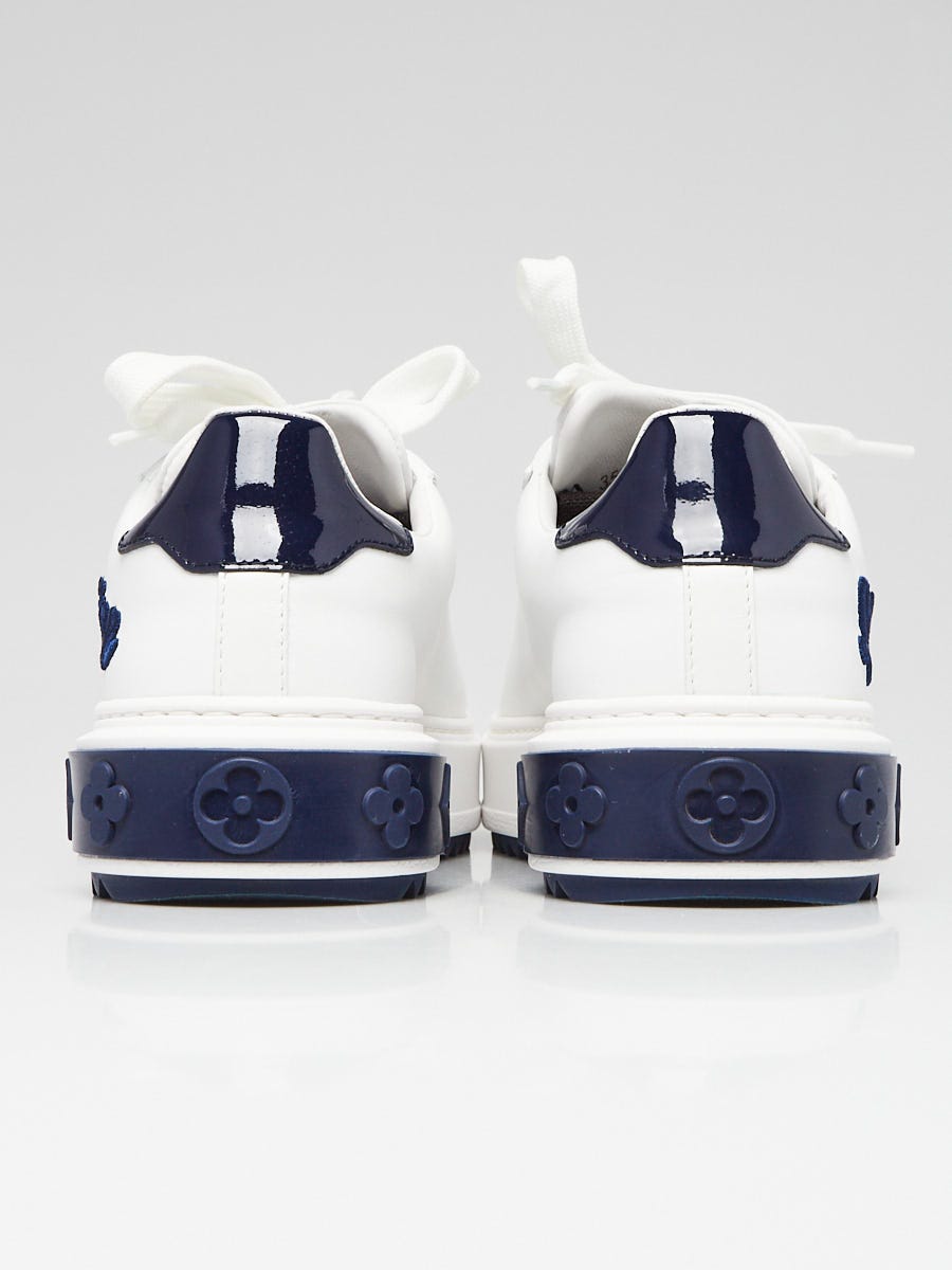 Louis Vuitton White/Blue Leather Time Out Sneakers Size 4.5/35
