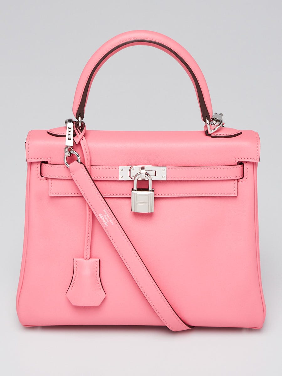 Hermes 25cm Bubblegum Pink Swift Leather Palladium Plated Kelly Retourne  Bag - Yoogi's Closet