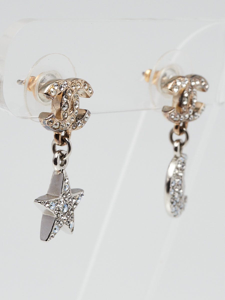 Chanel Crystal CC Logo Star and Moon Earrings - Yoogi's Closet