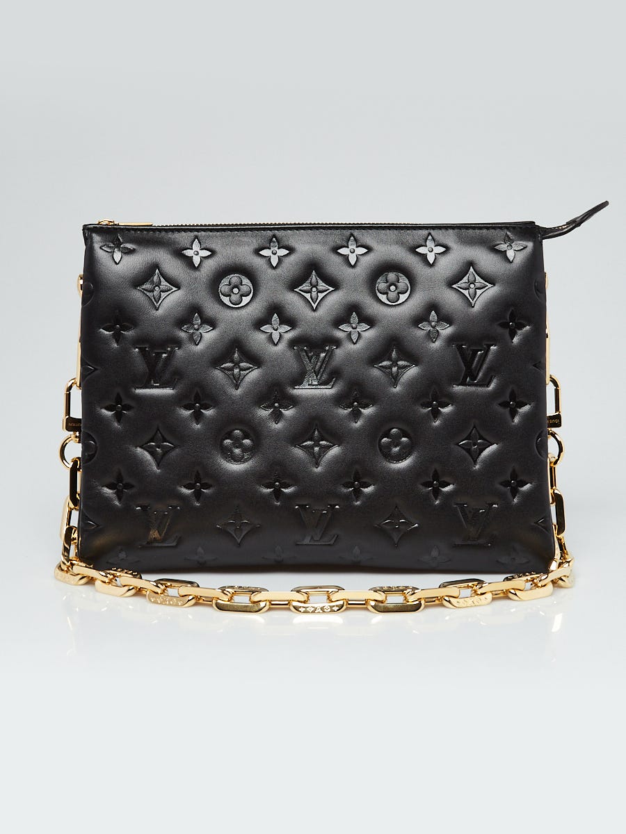 Louis Vuitton Black Monogram Embossed Lambskin Leather Coussin PM