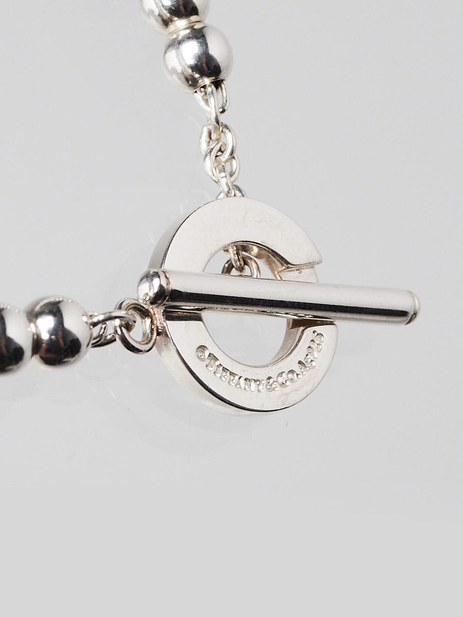 Tiffany & Co. 4mm Sterling Silver Beaded Toggle Necklace