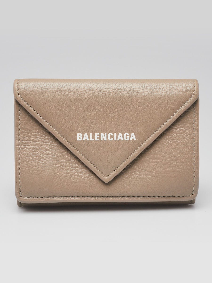 Balenciaga Beige Leather Papier Mini Wallet - Yoogi's Closet