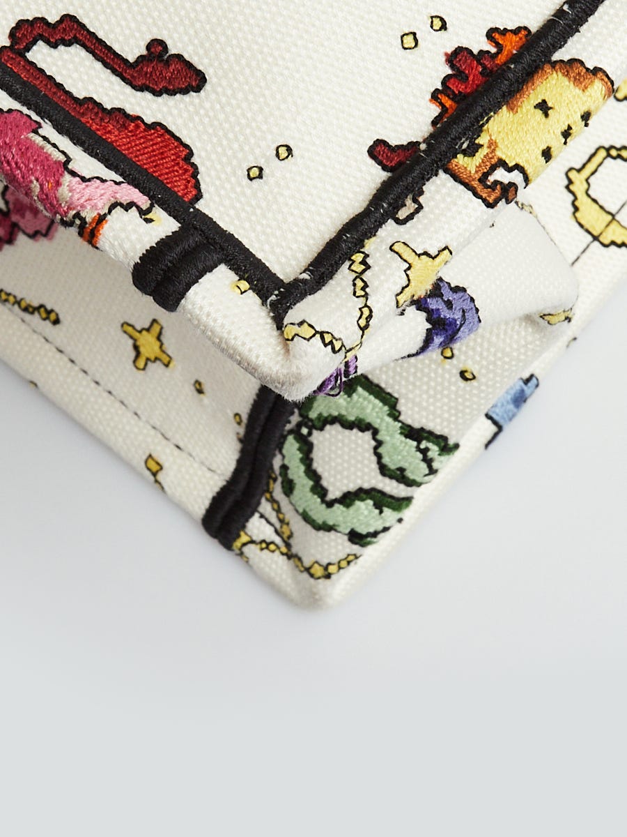 CHRISTIAN DIOR Canvas Embroidered Small Pixel Zodiac Book Tote