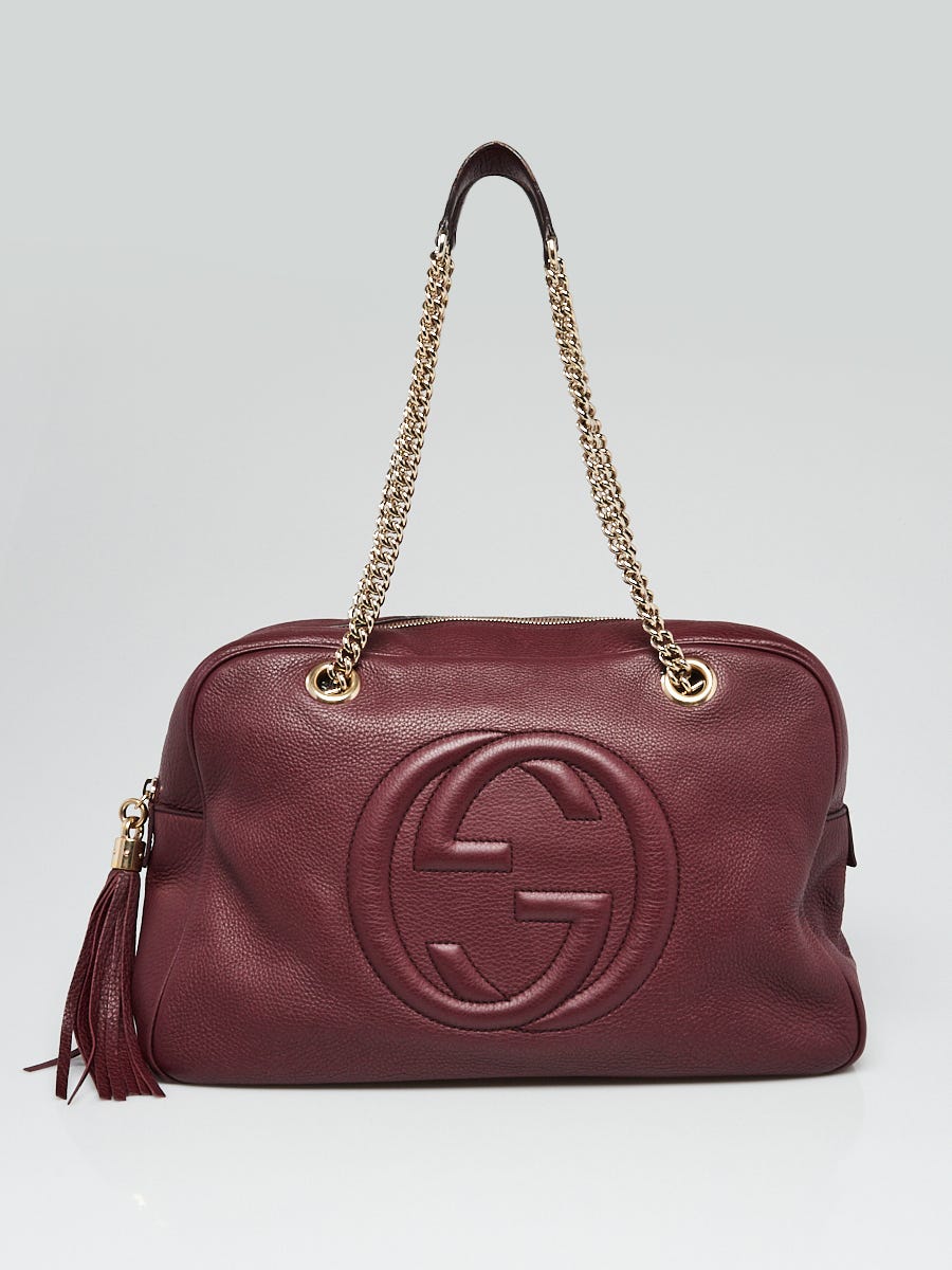 regulere lykke medier Gucci Burgundy Pebbled Leather Soho Chain Large Shoulder Bag - Yoogi's  Closet