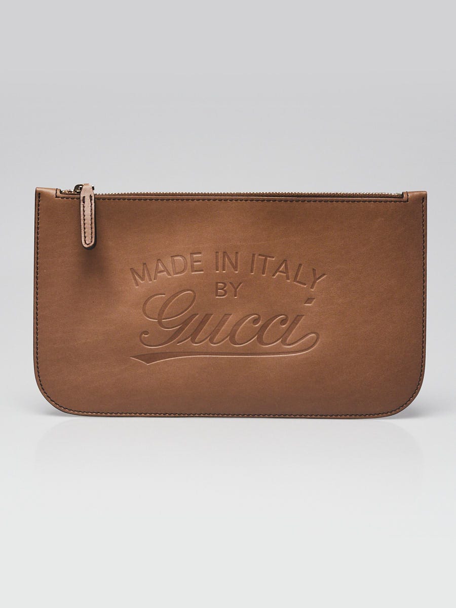 GUCCI ロゴパターン ポーチ Gucci Brown Leather Craft Pochette Bag | Yoogi's Closet