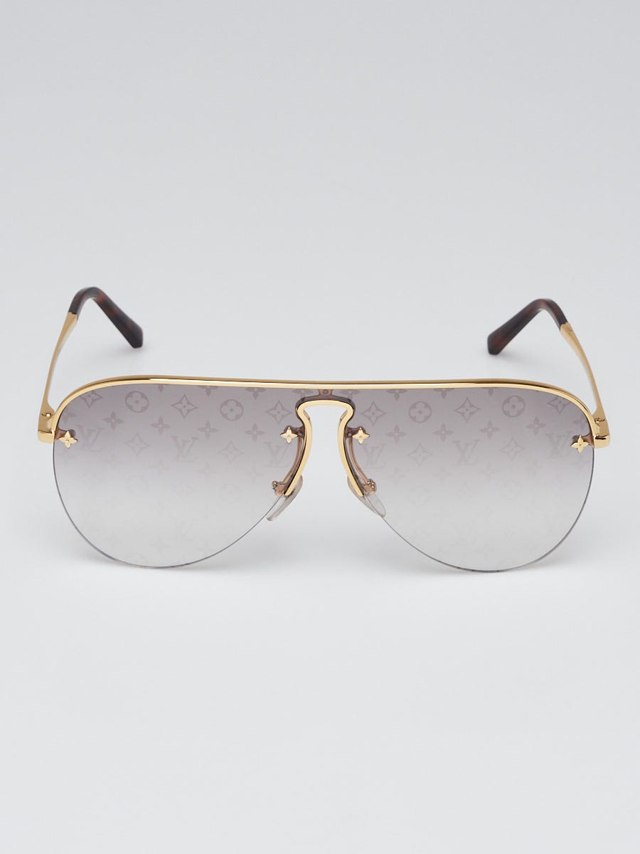 Louis Vuitton Goldtone Metal Aviator Frame Grease Sunglasses