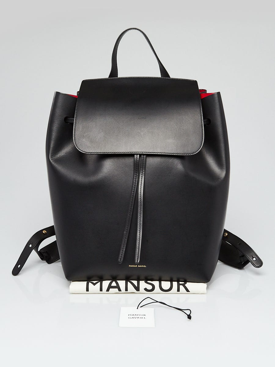 Mansur Gavriel Black/red Leather Baxkpack Mansur Gavriel Minimalist Leather Backpack in Black with Red  main image 3