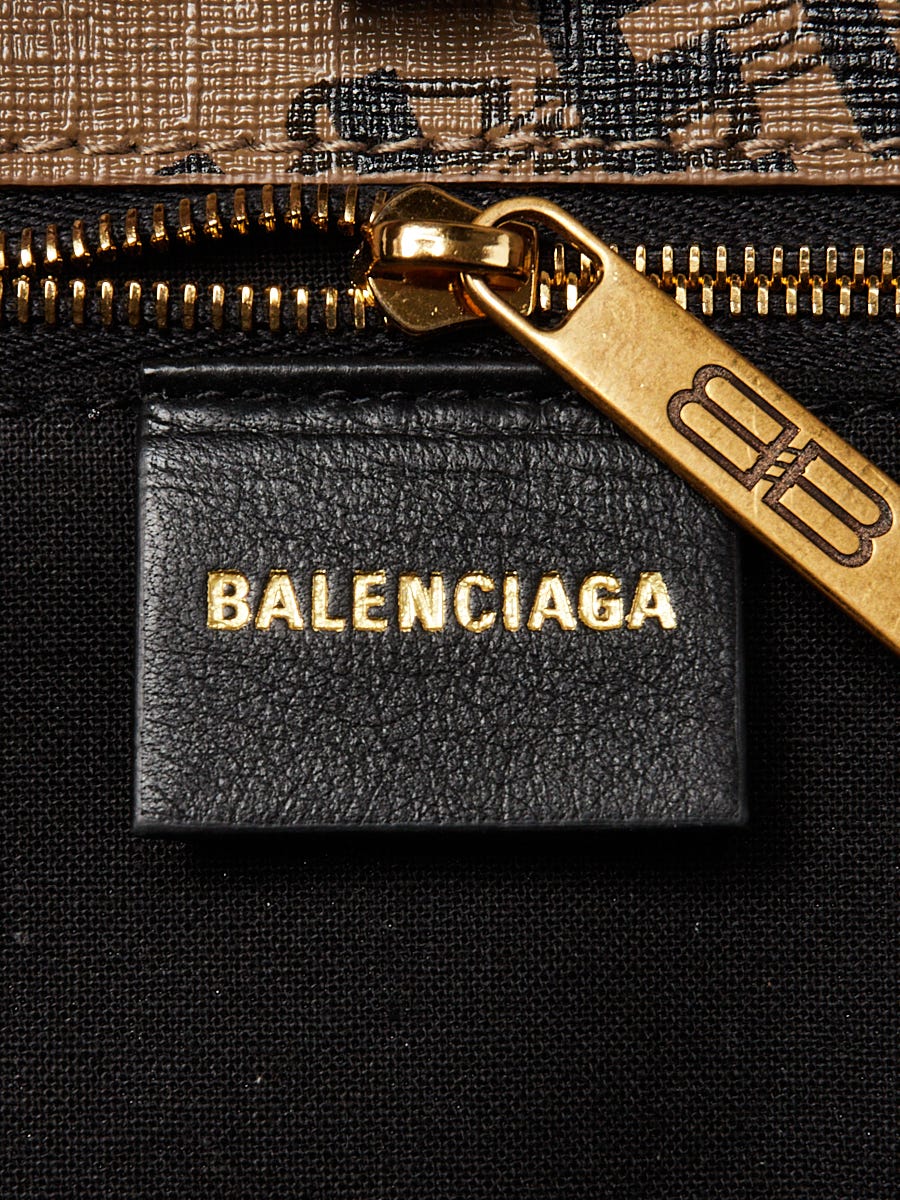 Balenciaga Vintage Monogram BB Clasp Shoulder Bag Beige Leather
