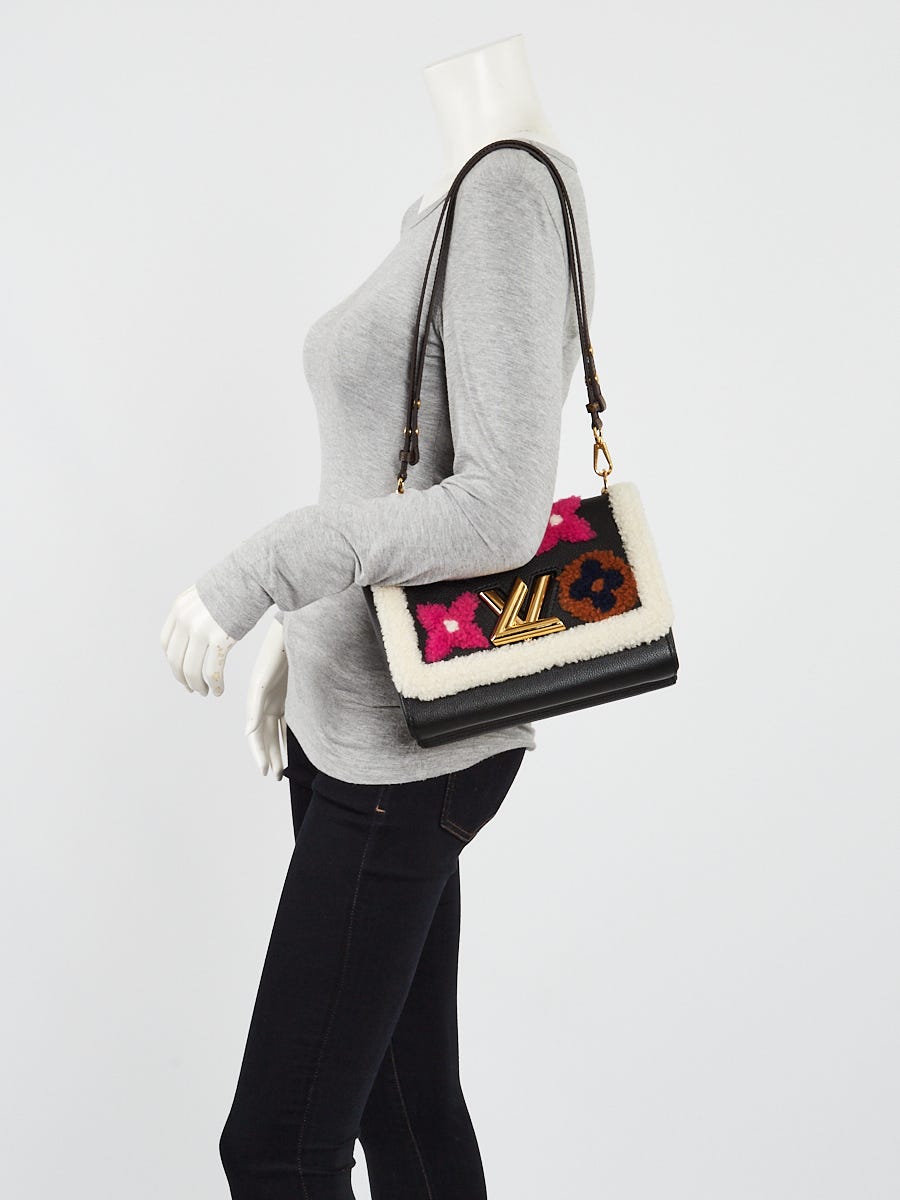 Louis Vuitton Limited Edition Black Leather Monogram Fleece Teddy Twist MM  Bag - Yoogi's Closet