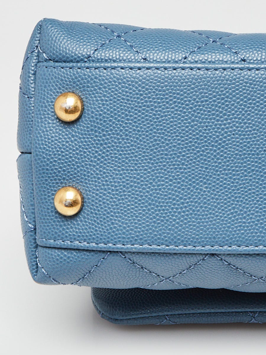 Chanel Blue Quilted Caviar Leather Mini Coco Handle Bag - Yoogi's Closet