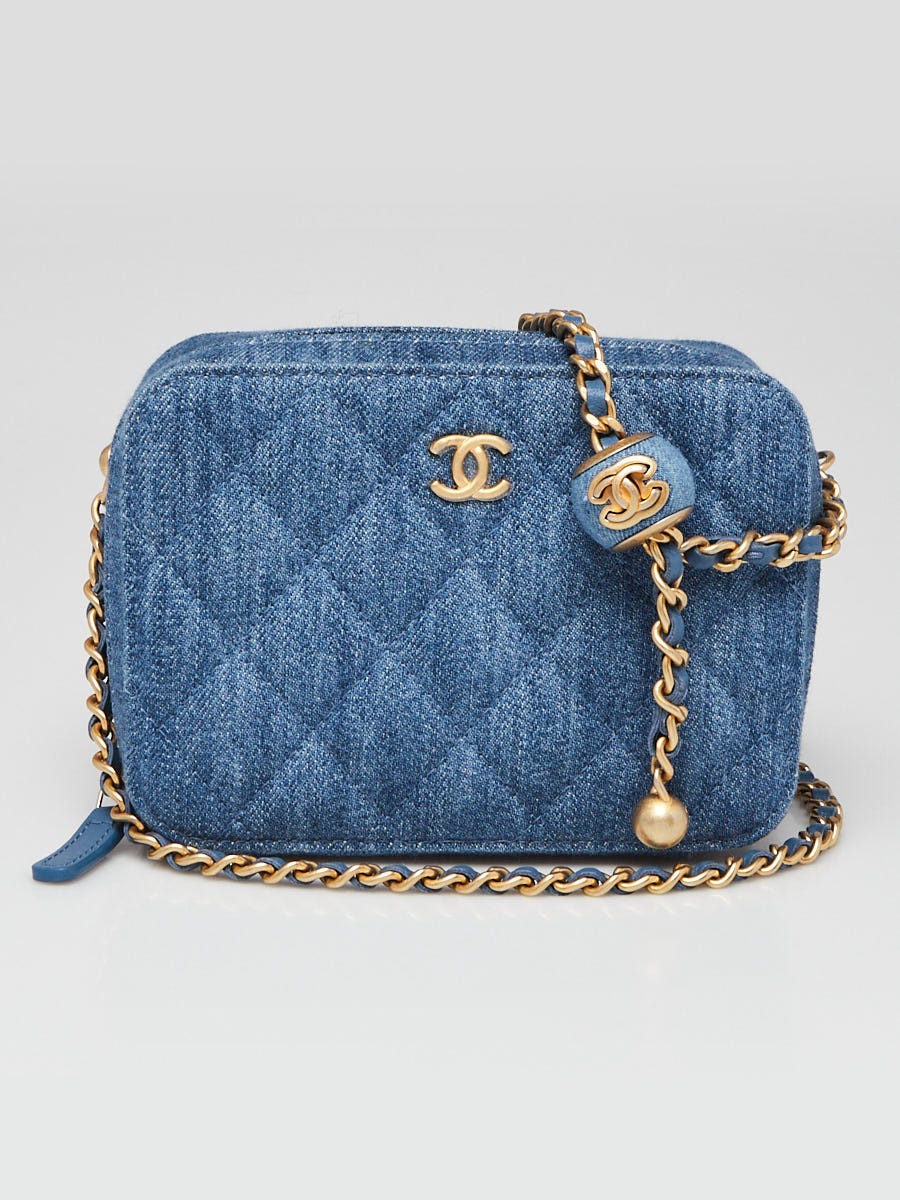 Chanel Blue Quilted Denim Rectangular Mini Flap Bag Gold Hardware