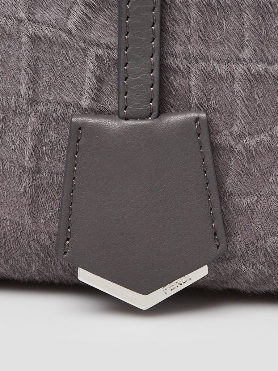 Fendi Grey Croc Embossed Pony Hair Large 3Jours Tote Bag