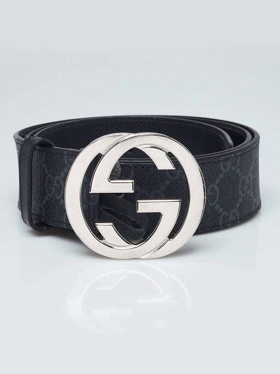 GUCCI GG Supreme with Interlocking G buckle Black Belt Size 95/38 Gucci Black/Grey GG Supreme Coated Canvas Interlocking G  main image 2