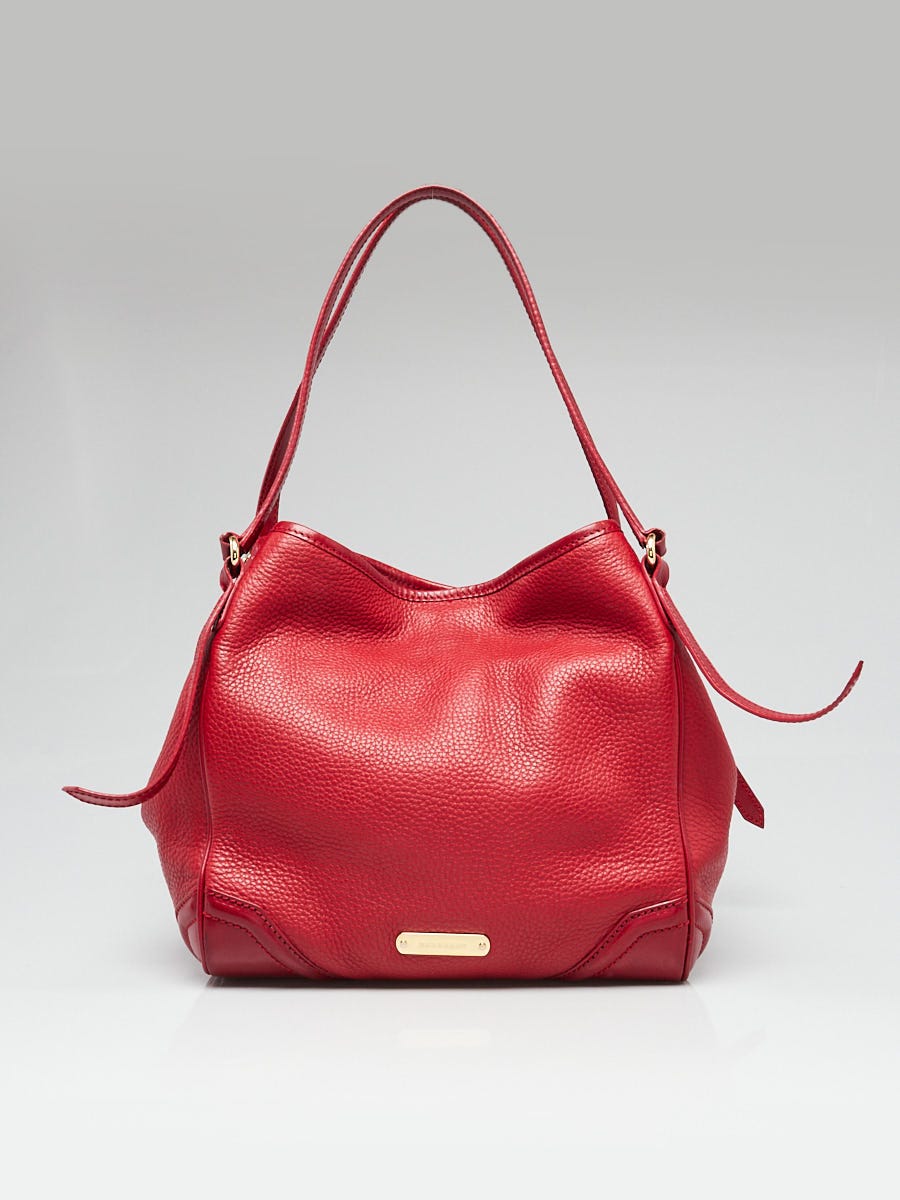 Burberry Red Leather Canterbury Tote Bag