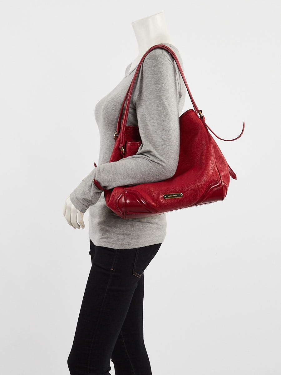 Burberry Red Leather Canterbury Tote Bag