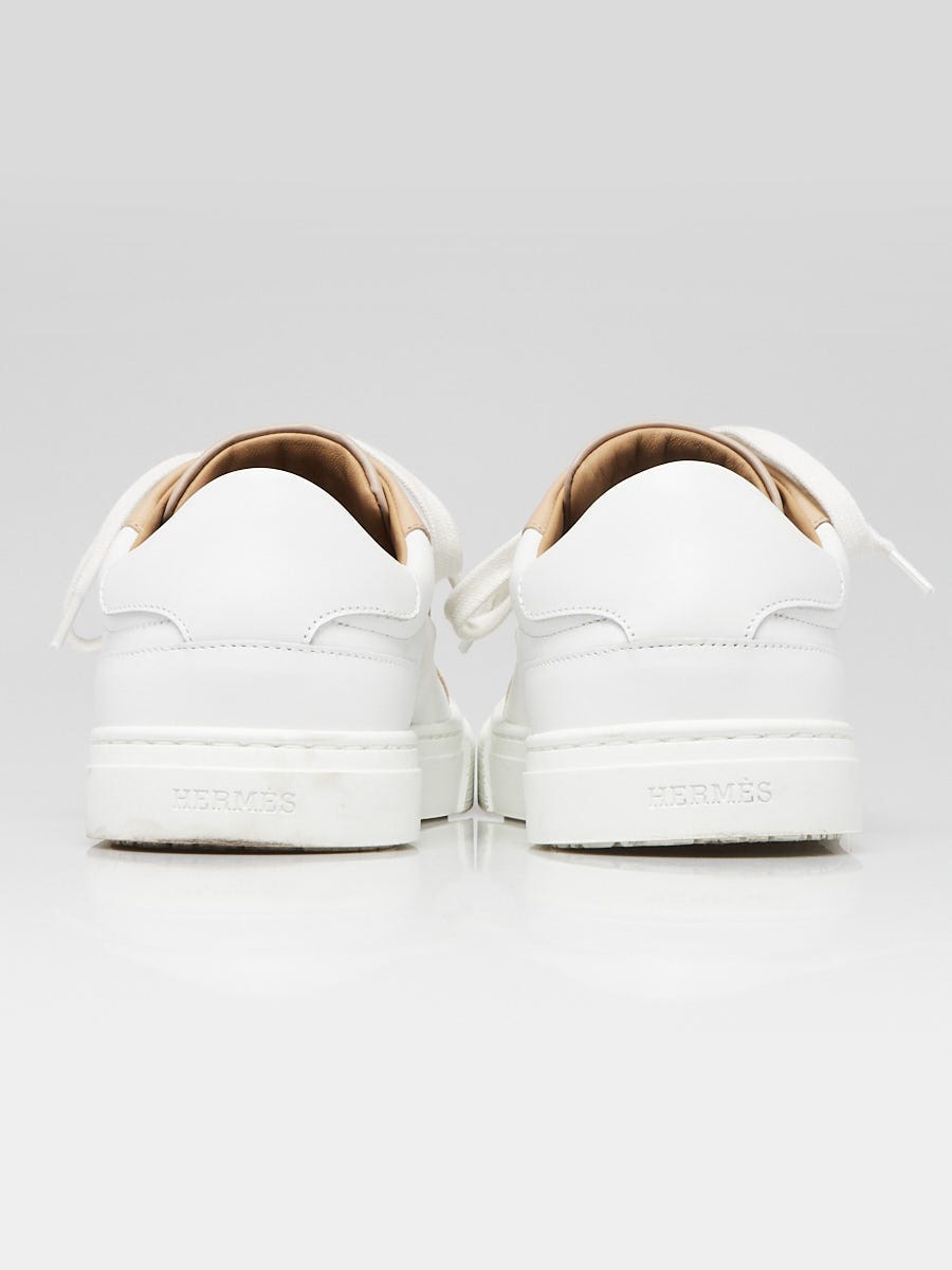 Hermes White Calfskin Leather Day Sneakers Size 6/36.5
