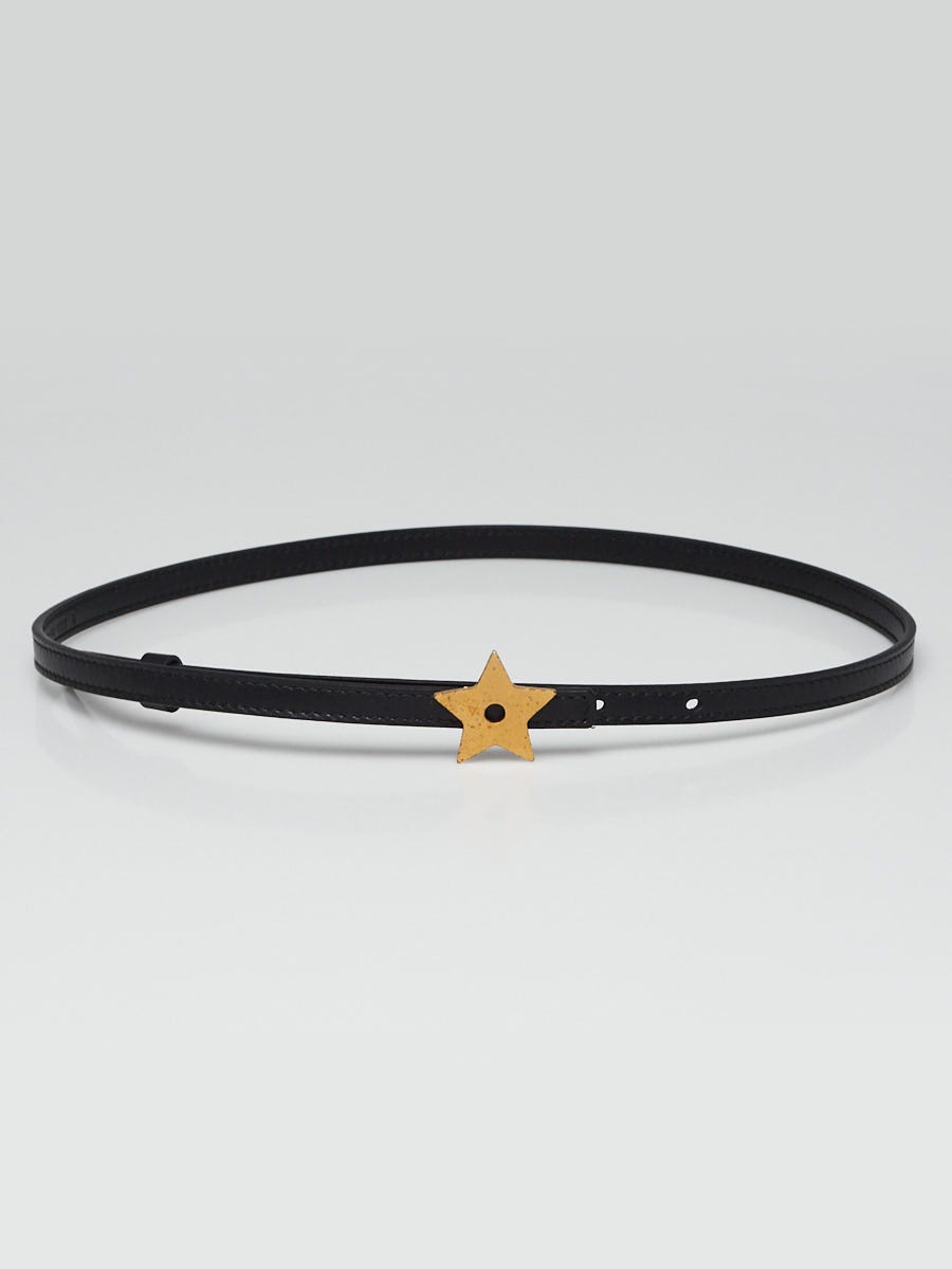 Christian Dior Black Leather Star Skinny Belt Size S - Yoogi's Closet