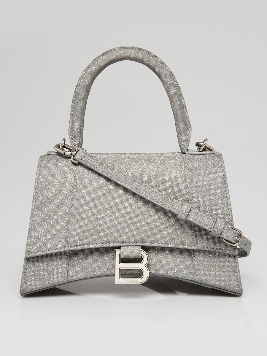 Balenciaga, Bags, Balenciaga Xs Silver Glitter Mini Hourglass Bag W Chain
