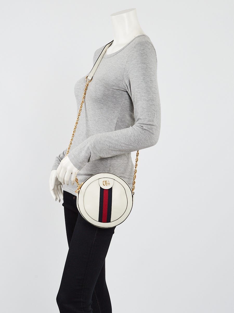 Gucci White Leather Ophidia Mini Circle Camera Bag Yoogi s Closet