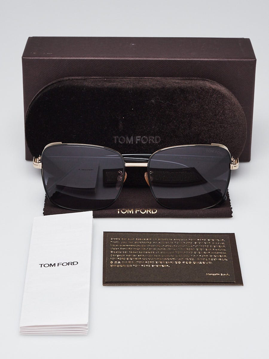Tom Ford Black Acetate and Goldtone Metal Square Frame  display picture 2